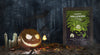 Scary Pumpkin With Horror Movie Poster Psd