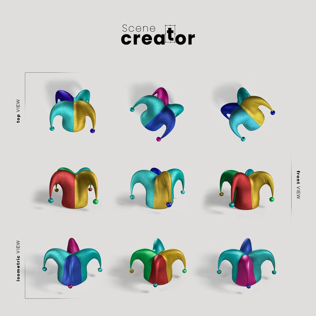 Scene Creator Carnival Clown Hat Psd