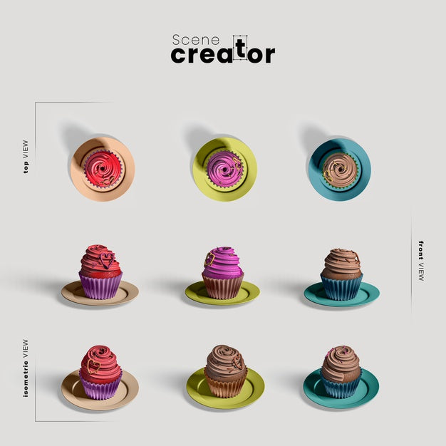 Scene Creator With Muffin Cake Psd