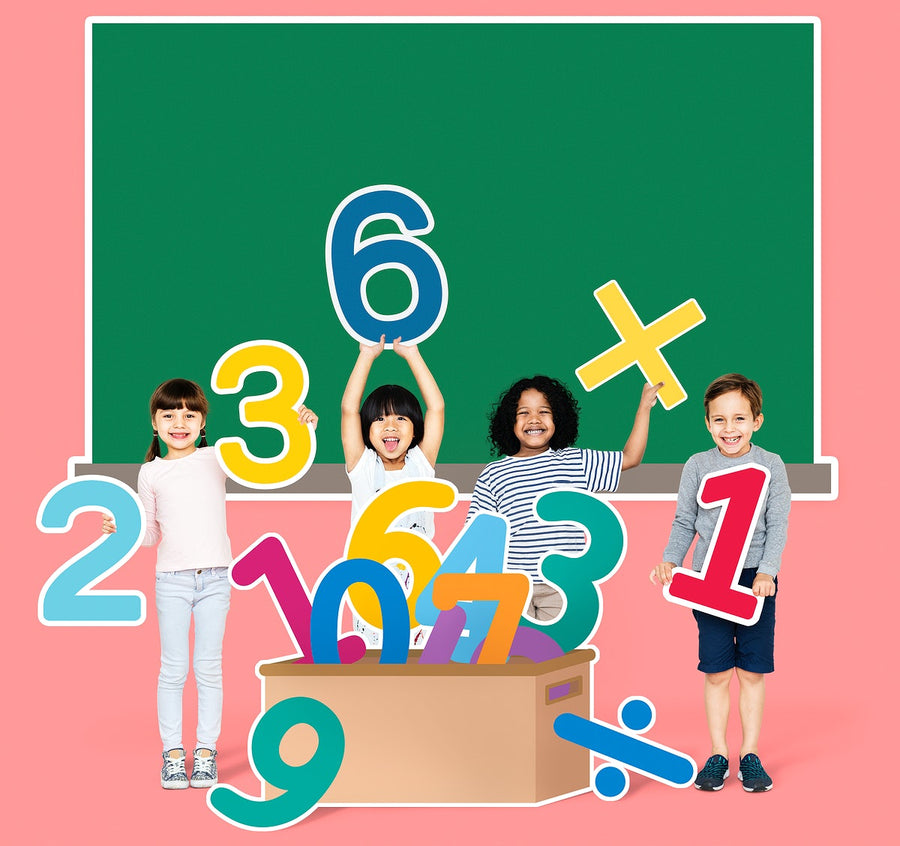 School Kids Learning Mathematics With Numbers