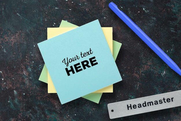 School Note Mockup With Pencil And Headmaster Text Psd