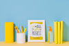 School Supplies And Frame With Mock-Up Psd