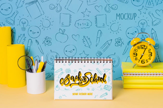 School Supplies And Notepad With Mock-Up Psd
