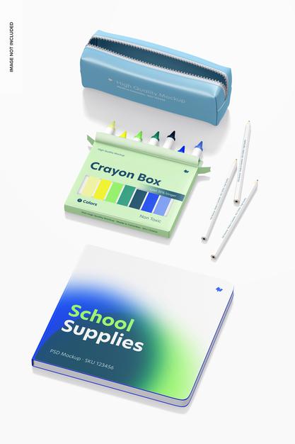 School Supplies Mockup Psd