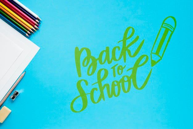 School Supplies On Blue Background Psd