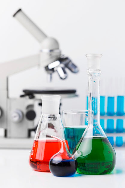 Science Elements Arrangement With Microscope Psd