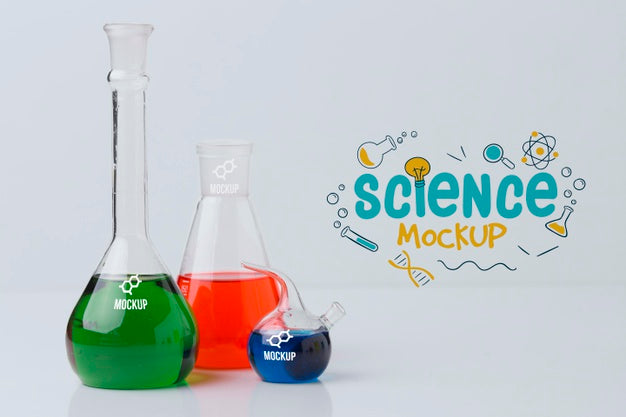 Science Elements Arrangement With Wall Mock-Up Psd