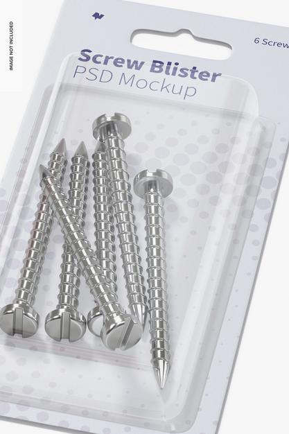 Screw Blister Mockup, Close Up Psd