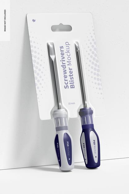 Screwdrivers Blister Mockup, Leaned Psd