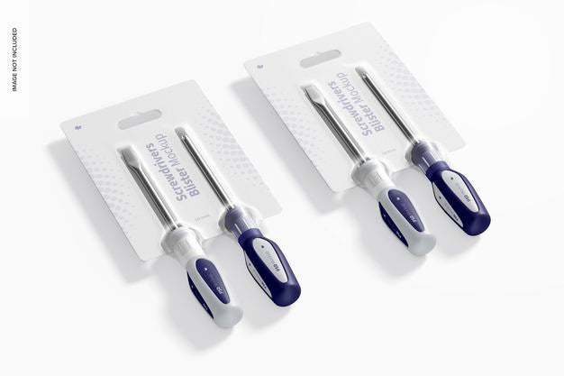 Screwdrivers Blister Mockup, Perspective View Psd