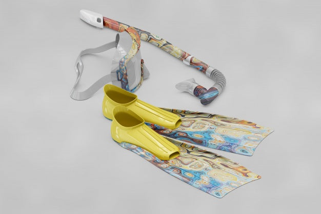 Scuba Diving Elements Mockup Psd