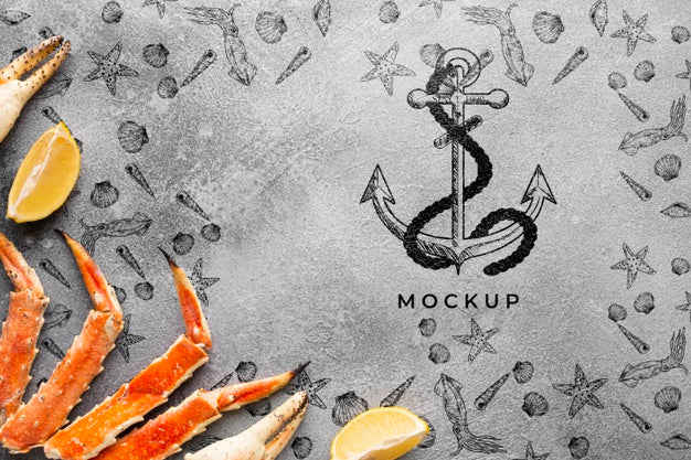 Sea Food Composition With Mock-Up Psd
