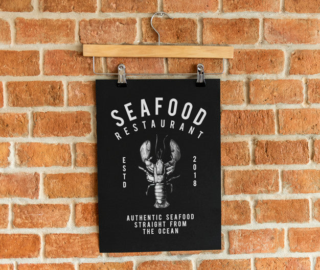 Seafood Restaurant Menu Poster Mockup Psd
