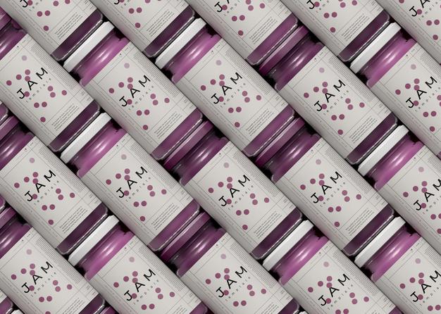 Seamless Pattern With Jam Jar Mockups Psd