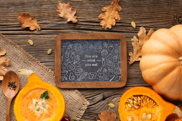 Seasonal Vegetable On Table Mock-Up Psd