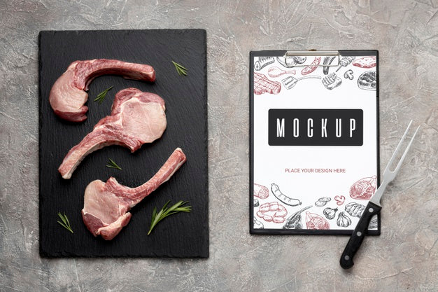 Seasoned Raw Meat Mock-Up Psd