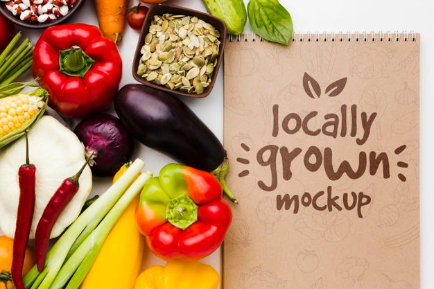 Seeds And Locally Grown Veggies Mock-Up Psd
