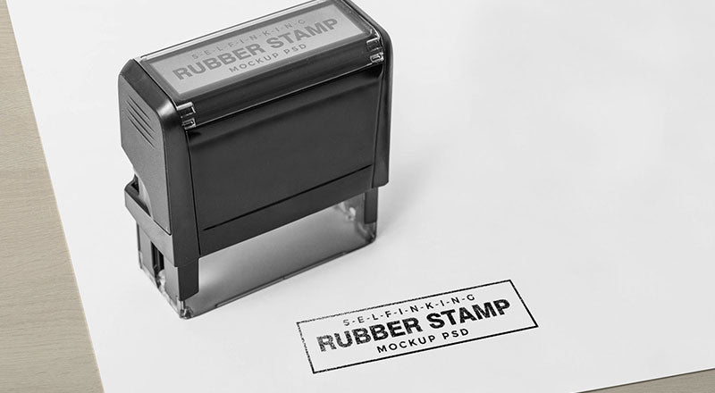 Self Inking Rectangular Rubber Stamp Mockup Psd