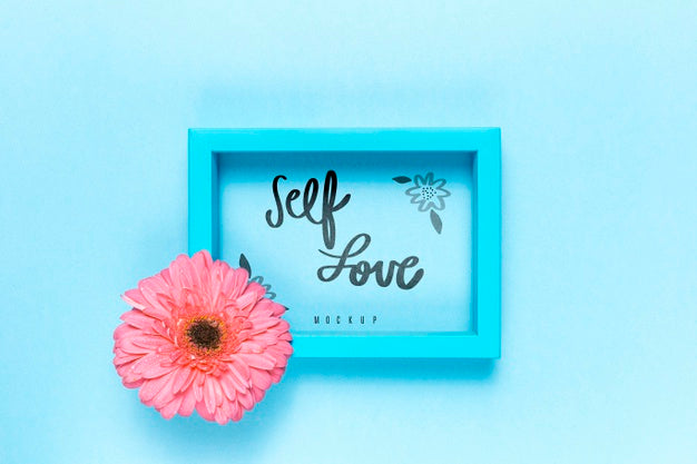 Self Love Concept Floral Mock-Up Psd