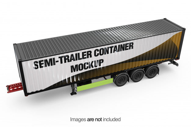 Semi-Trailer Container Mockup Psd