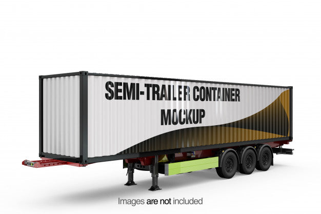 Semi-Trailer Container Mockup Psd