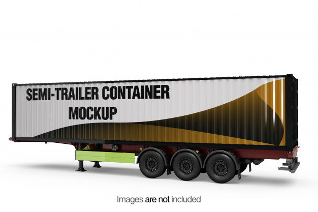 Semi-Trailer Container Mockup Psd