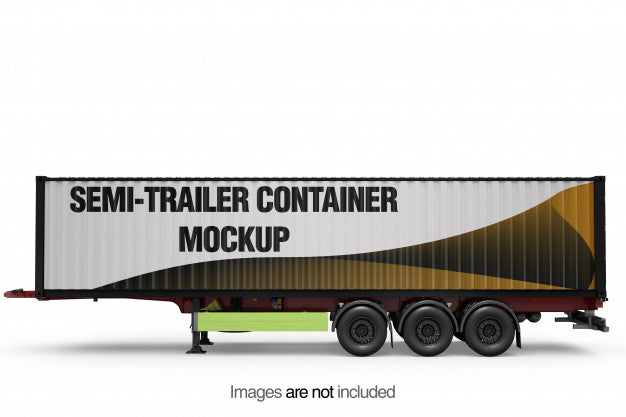 Semi-Trailer Container Mockup Psd
