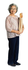 Senior Adult Woman Holding A Bag Of Bread