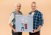 Senior Couple Presenting Board For Grandparents Day Psd