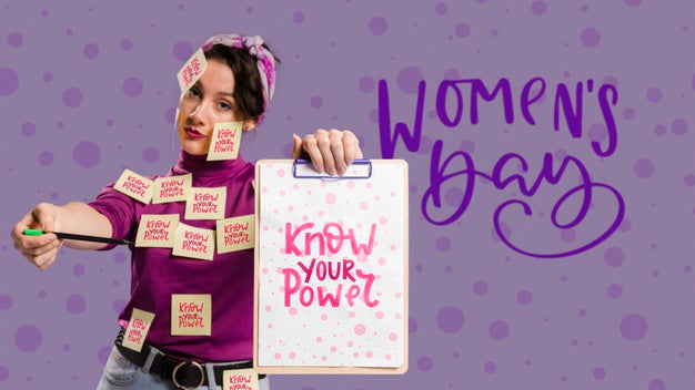 Serious Woman Holding Clipboard Mock-Up Psd