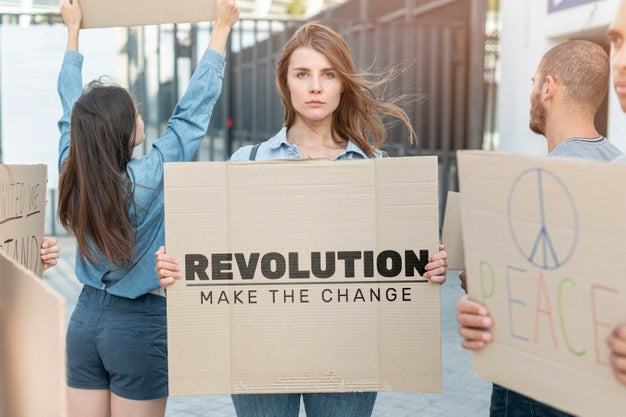 Serious Woman With Board Mock-Up Psd