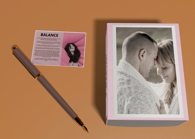 Sescriptive Card Beside Perfume Box Psd