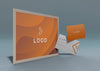 Set Of Business Corporate Identity Mock-Up With Liquid Orange Effect Psd