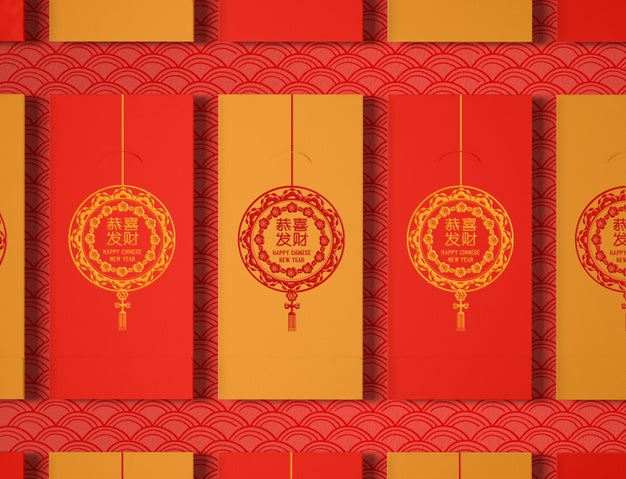 Set Of Chinese New Year Greeting Cards Psd