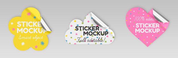 Set Of Colorful Stickers Mockup Psd