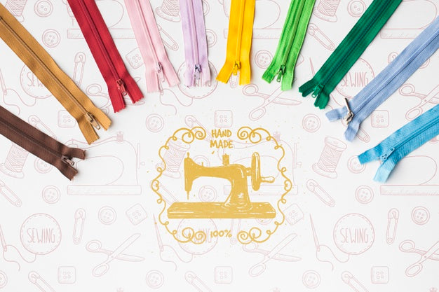 Set Of Colorful Zippers Mock-Up Psd