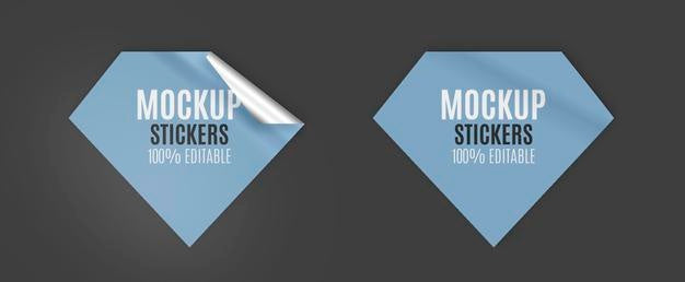 Set Of Diamond Stickers Mockup Psd