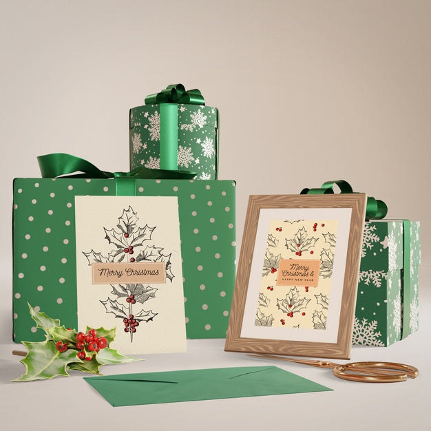 Set Of Gift Collection For Christmas Mock-Up Psd