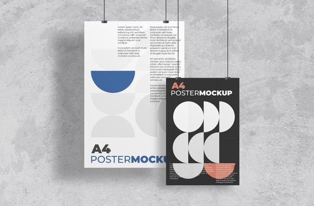 Set Of Holding Posters Mockup Psd