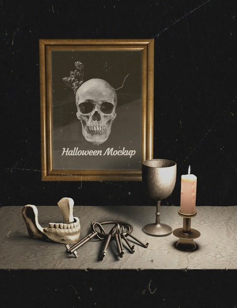 Set Of Keys With Human Bones On Table Psd