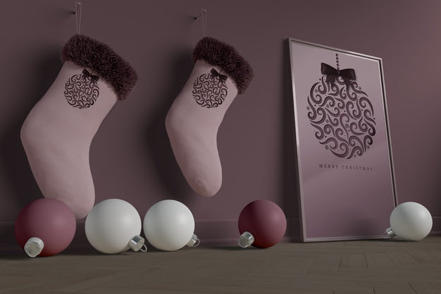 Set Of Matched Color Socks With Globes Psd