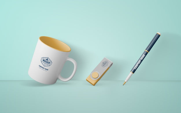 Set Of Merchandising Products With Company Logo Psd