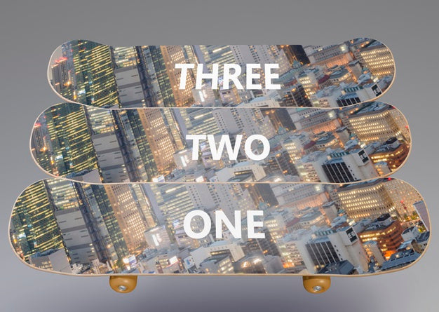 Set Of Modern Skateboards With Mock-Up Psd
