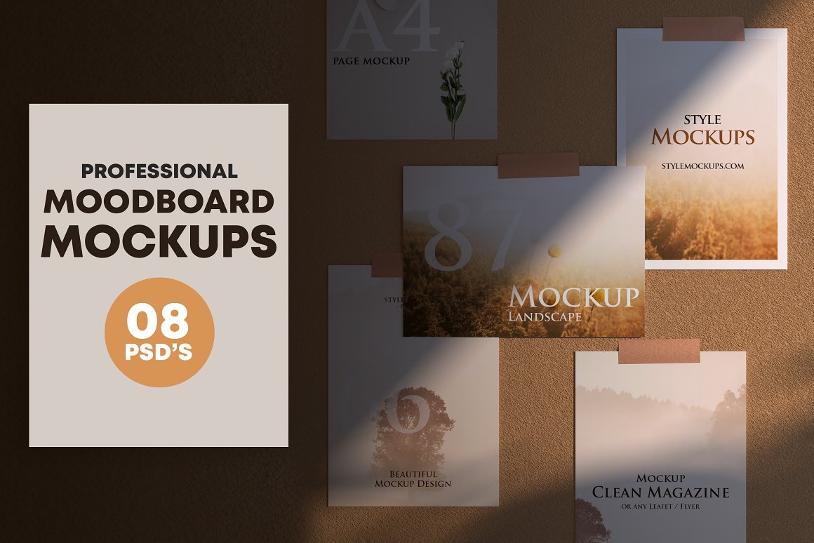 Set Of Mood Board Mockups
