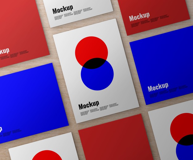 Set Of Posters On Wooden Surface Mockup Psd
