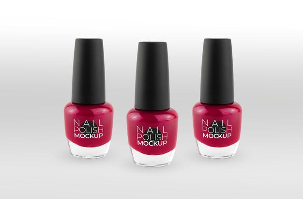 Set Of Red Nail Polish Mockup Psd