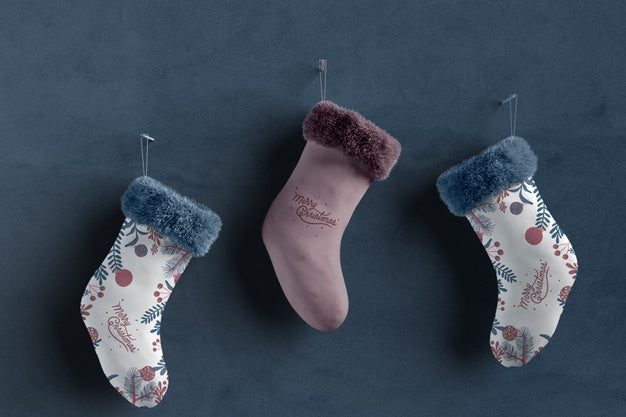 Set Of Socks Collection On Wall Mock-Up Psd