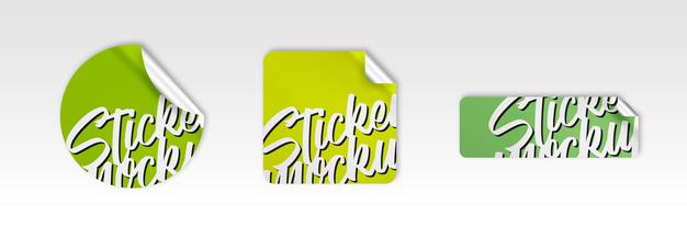 Set Of Three Modern Stickers Mockup Psd
