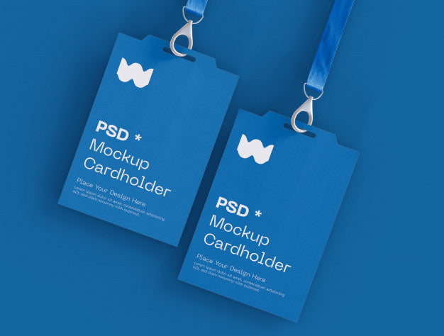 Set Of Two Badge Identity Cards Mockup Psd