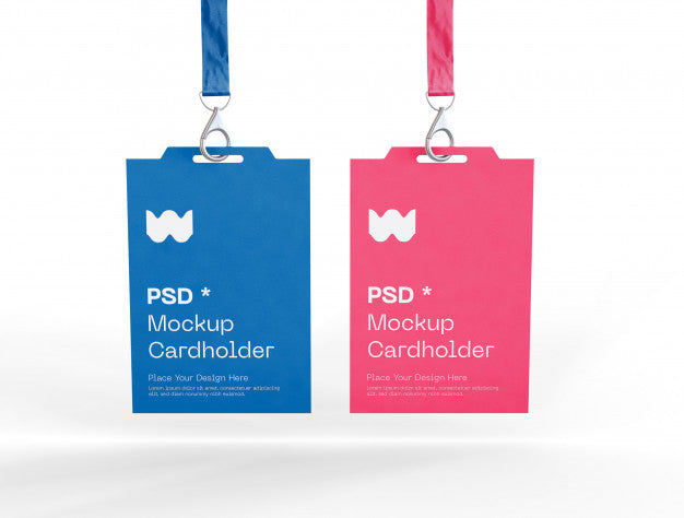 Set Of Two Badge Identity Cards Mockup Psd